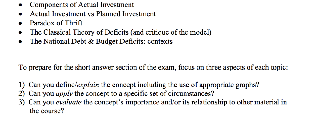 The Classical Theory of deficit The components of | Chegg.com