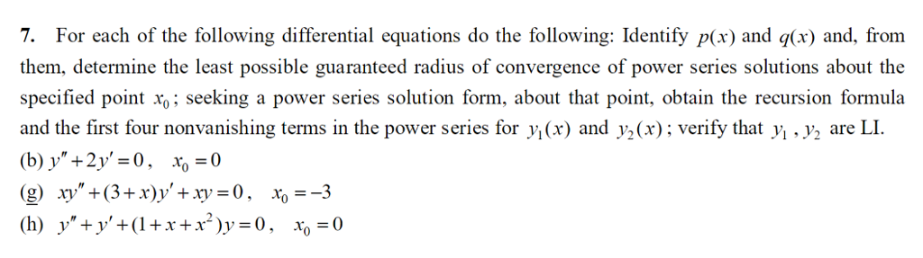 Solved 7. For each of the following differential equations | Chegg.com