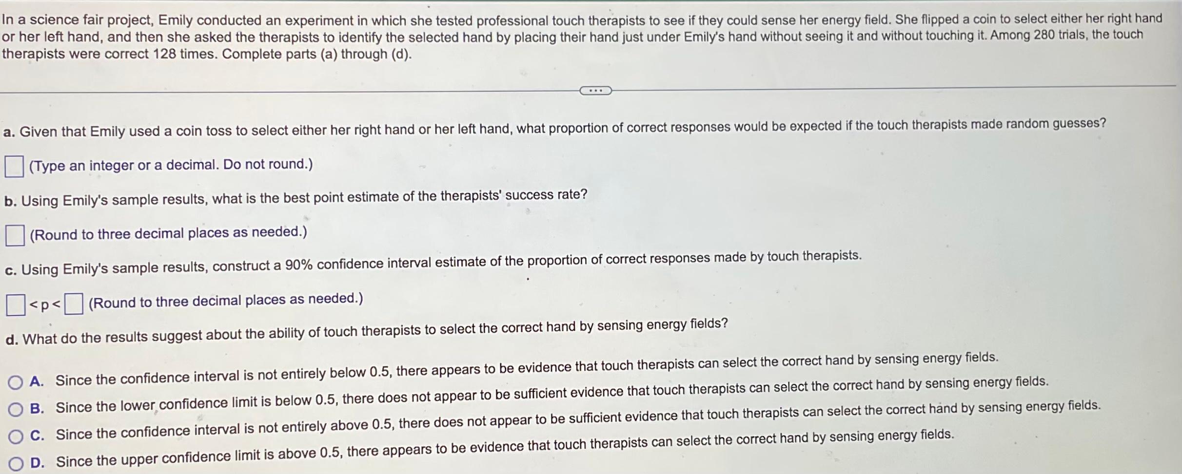 Solved In a science fair project, Emily conducted an | Chegg.com