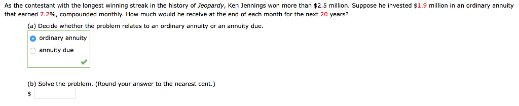 Solved As the contestant with the longest winning streak in | Chegg.com