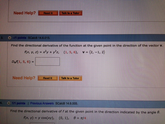 Solved Find The Directional Derivative Of The Function At