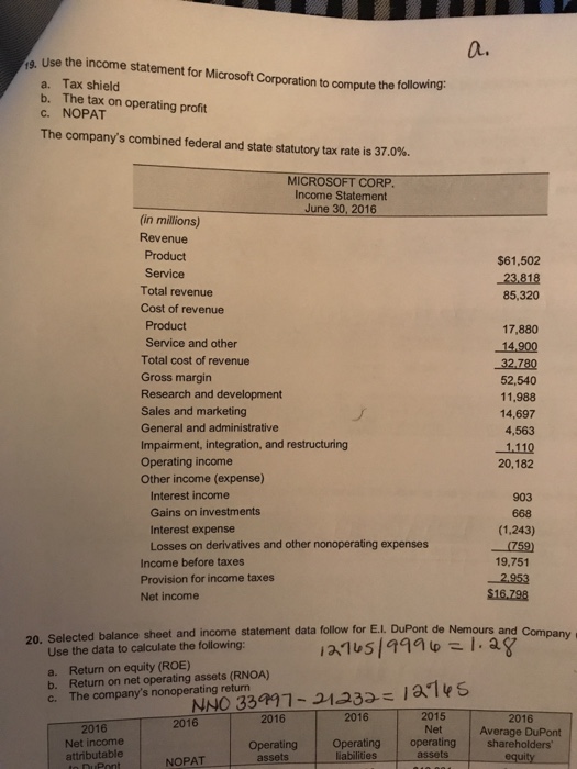 Solved Use the income statement for Microsoft Corporation to | Chegg.com