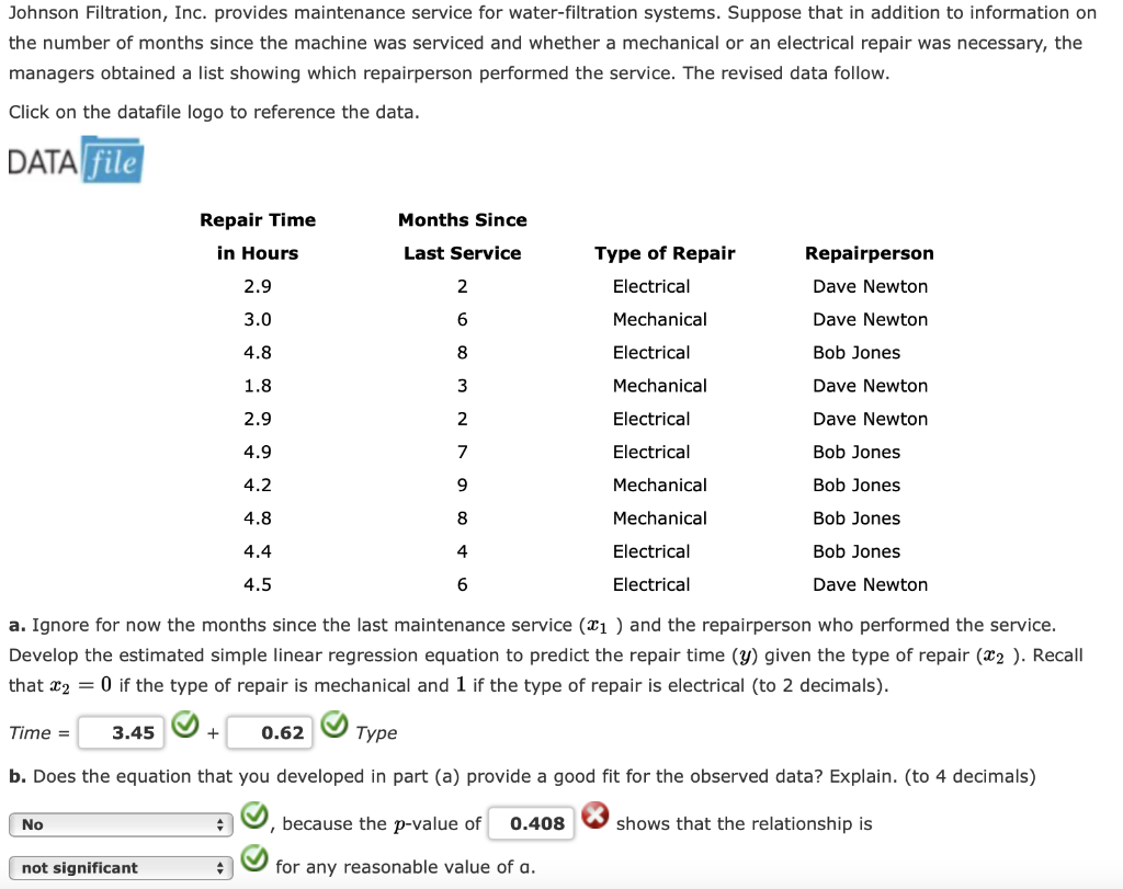 Solved Johnson Filtration, Inc. provides maintenance service