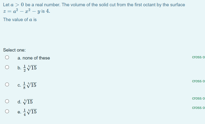 Solved Let A 0 Be A Real Number The Volume Of The Solid Chegg Com