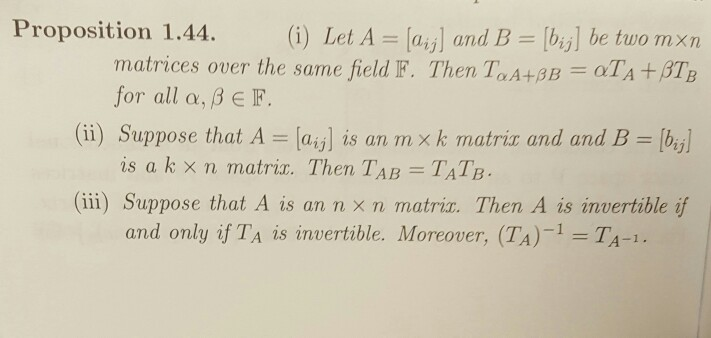 Solved Proposition 1.44. (i) Let A = (aij) And B = [bij] Be | Chegg.com