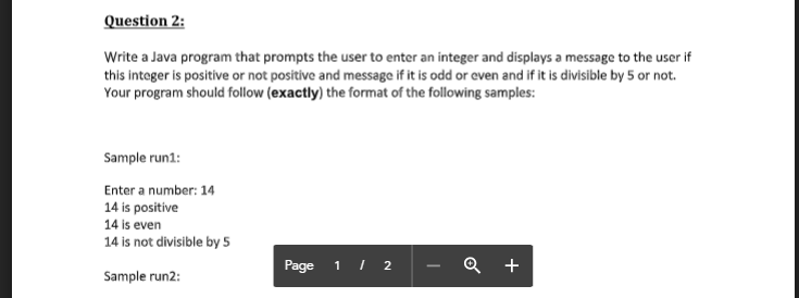 Solved Question 2: Write a Java program that prompts the | Chegg.com