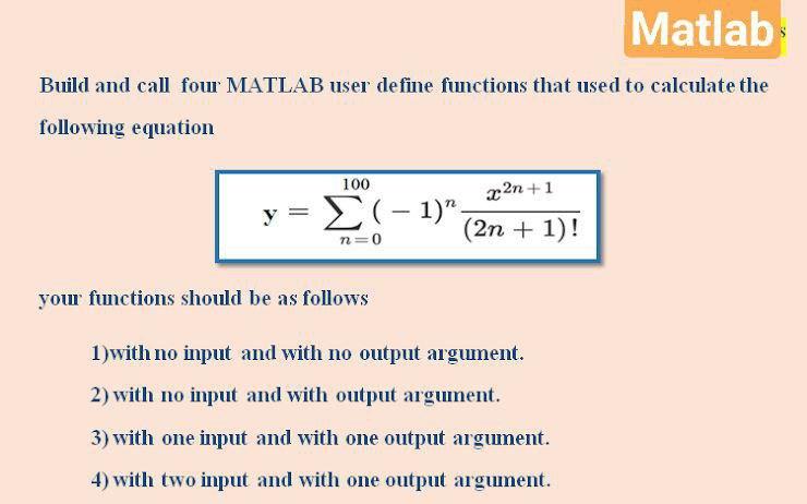 Solved Matlab Build and call four MATLAB user define | Chegg.com