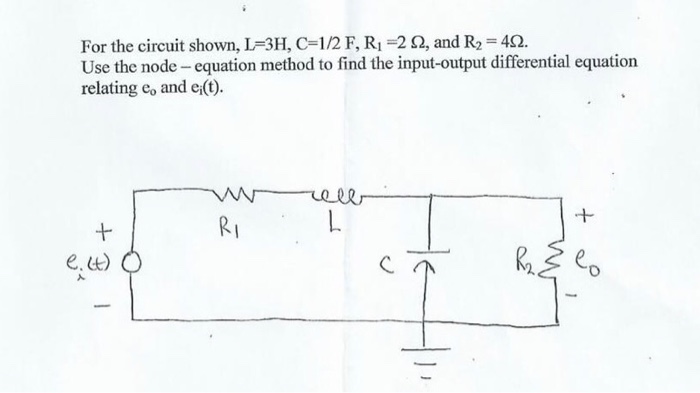 Solved For the circuit shown, L-3H, C=1/2 F, R1-2 Ω, and | Chegg.com