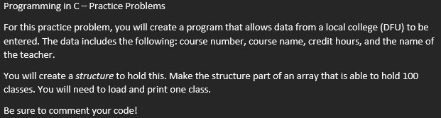 Solved Programming in C-Practice Problems For this practice | Chegg.com