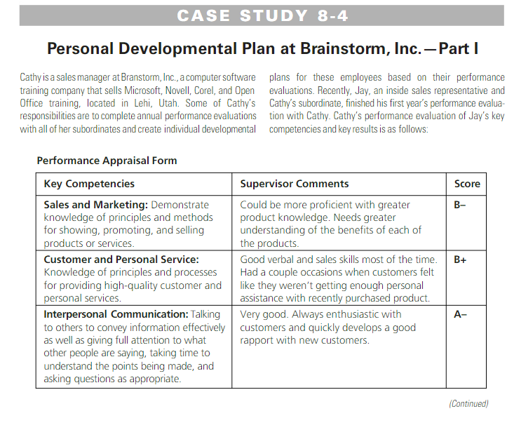 Solved CASE STUDY 8-4 Personal Developmental Plan at | Chegg.com