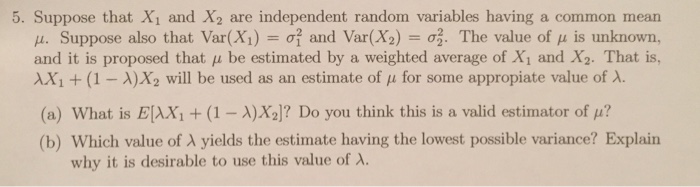 Solved 5. Suppose that X, and X2 are independent random | Chegg.com
