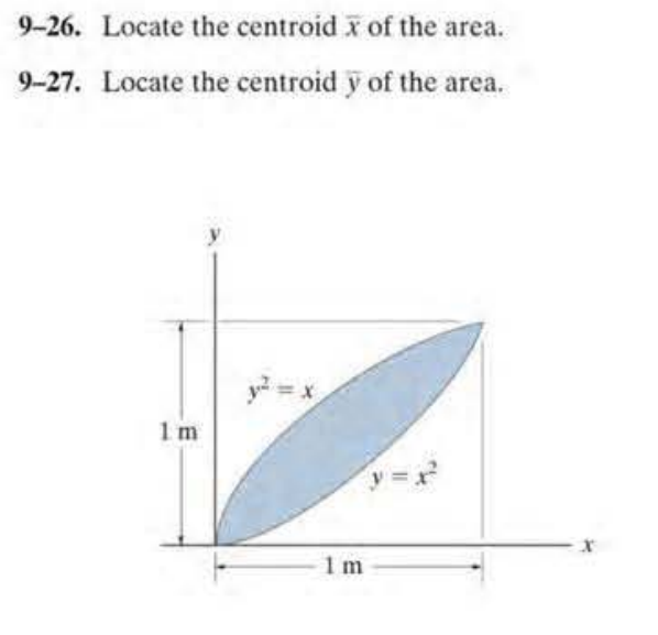 Solved 9-26. Locate the centroid xˉ of the area. 9-27. | Chegg.com