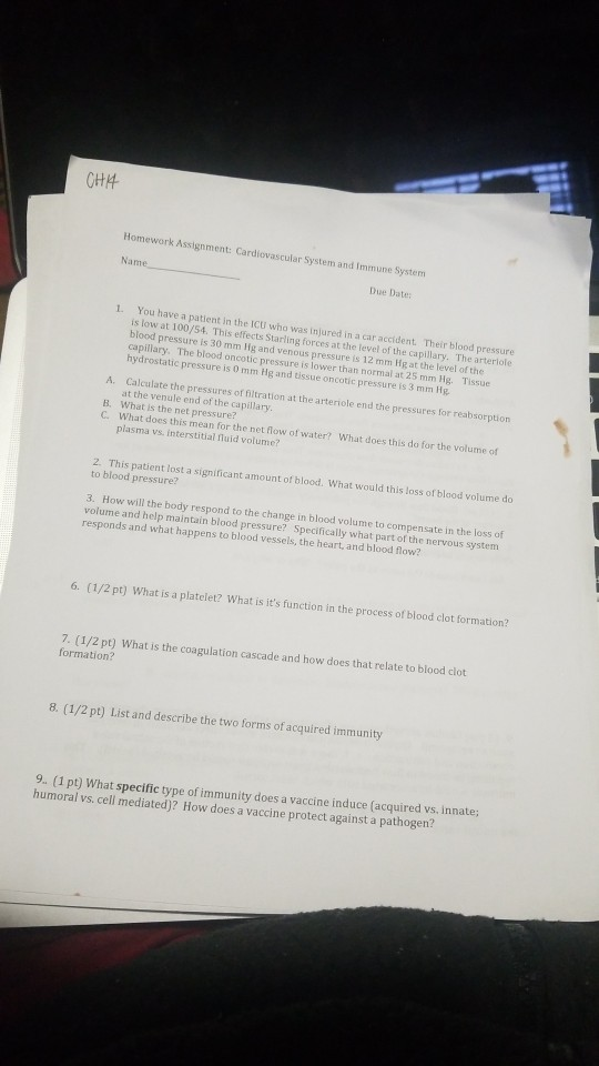 Solved Homework Assig nment Cardiovascular System and