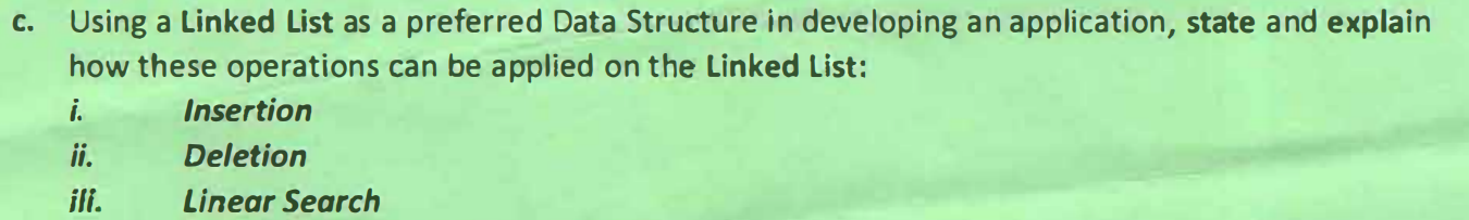 Solved c. Using a Linked List as a preferred Data Structure | Chegg.com