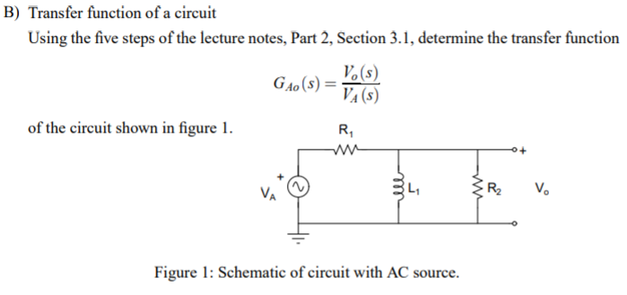 Solved B) Transfer Function Of A Circuit Using The Five | Chegg.com