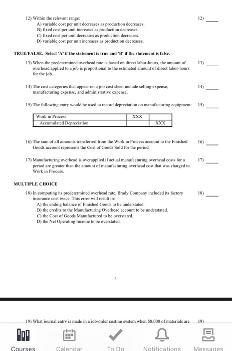 Solved Within The Relevant Range: A) Variable Cost Per Unit 