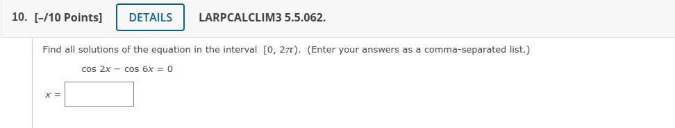 Solved Find all solutions of the equation in the interval | Chegg.com