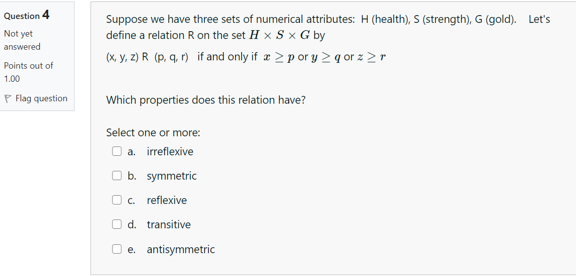 Solved Question 4 Not yet answered Suppose we have three | Chegg.com