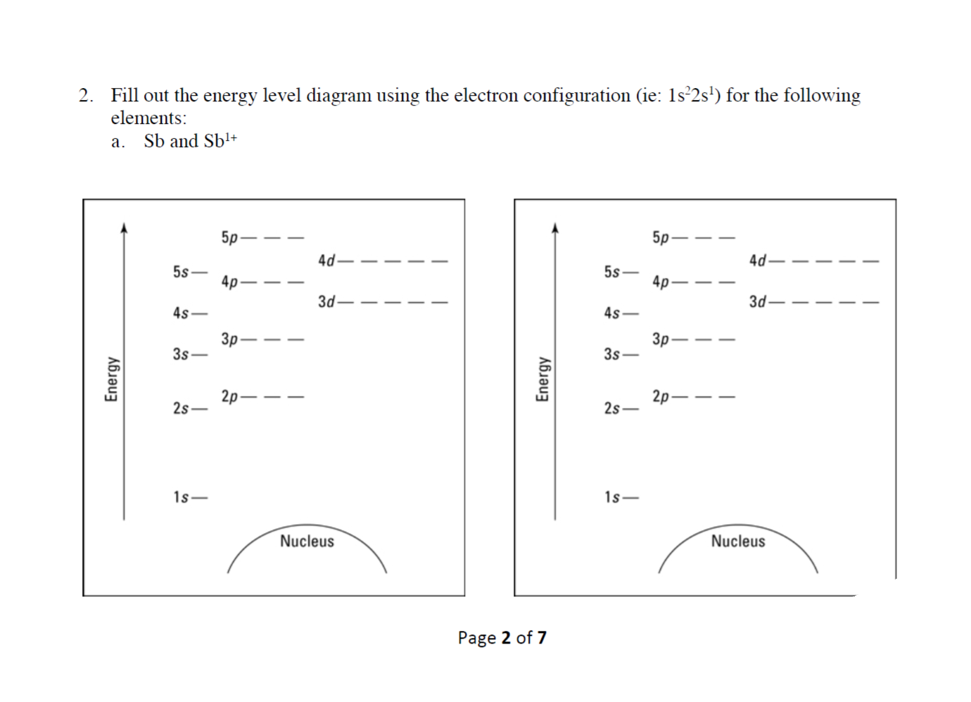 Solved 2. Fill out the energy level diagram using the | Chegg.com