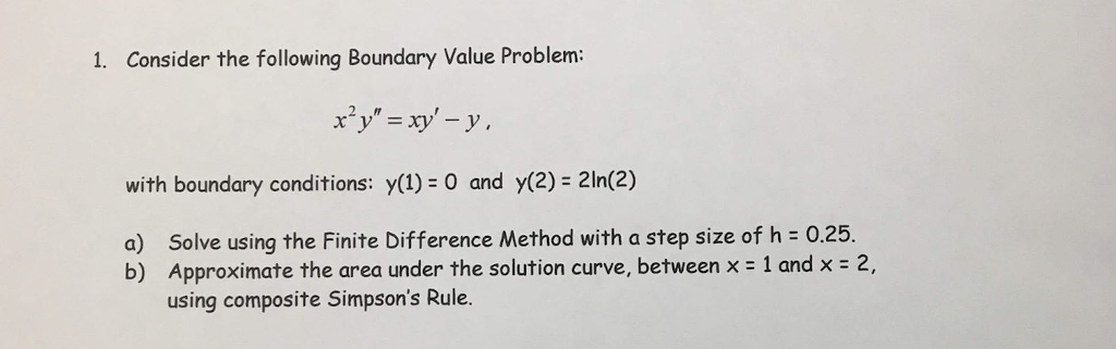 Solved 1. Consider the following Boundary Value Problem with | Chegg.com