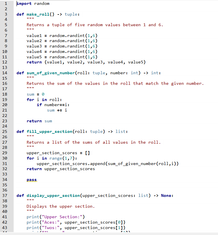 Solved Yahtzee is fun But l'd rather code in Python It's