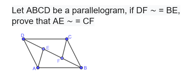 Solved Let Abcd Be A Parallelogram If Df Be Prove T Chegg Com