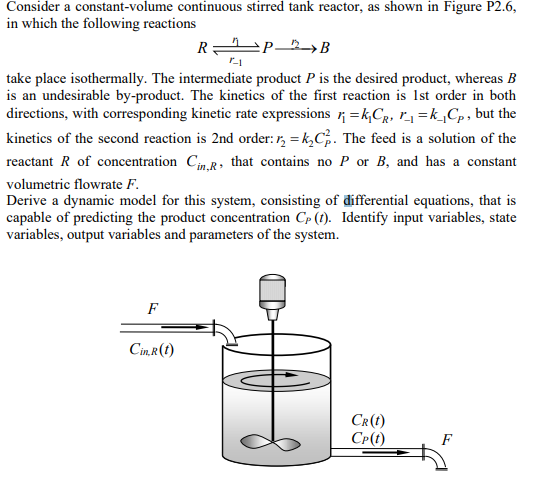 Solved Consider a constant-volume continuous stirred tank | Chegg.com