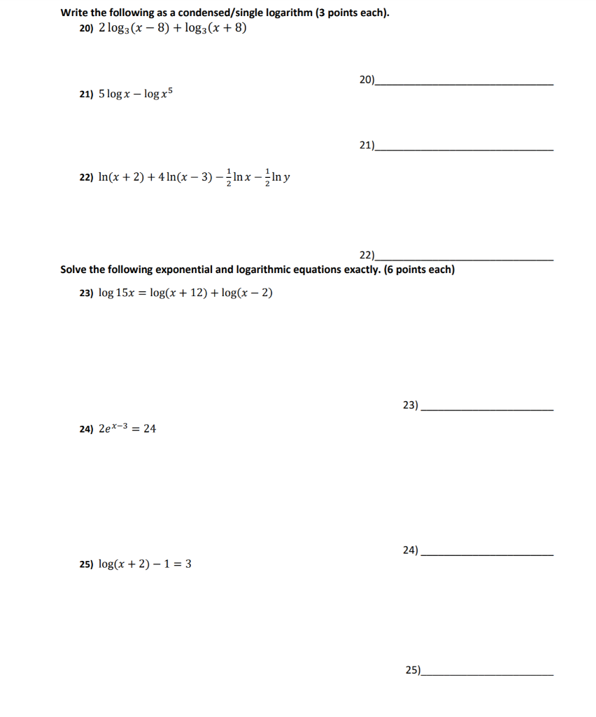 Solved Write The Following As A Condensed Single Logarithm Chegg Com