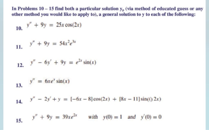 Solved In Problems 10 15 find both a particular solution yp | Chegg.com