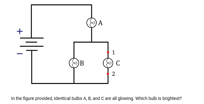 Solved In the figure provided, identical bulbs A, B, and C | Chegg.com