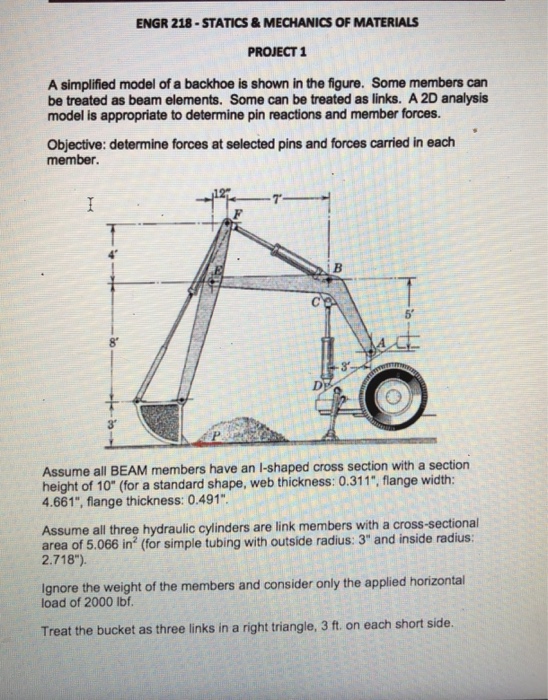 ENGR 218STATICS& MECHANICS OF MATERIALS PROJECT 1 A