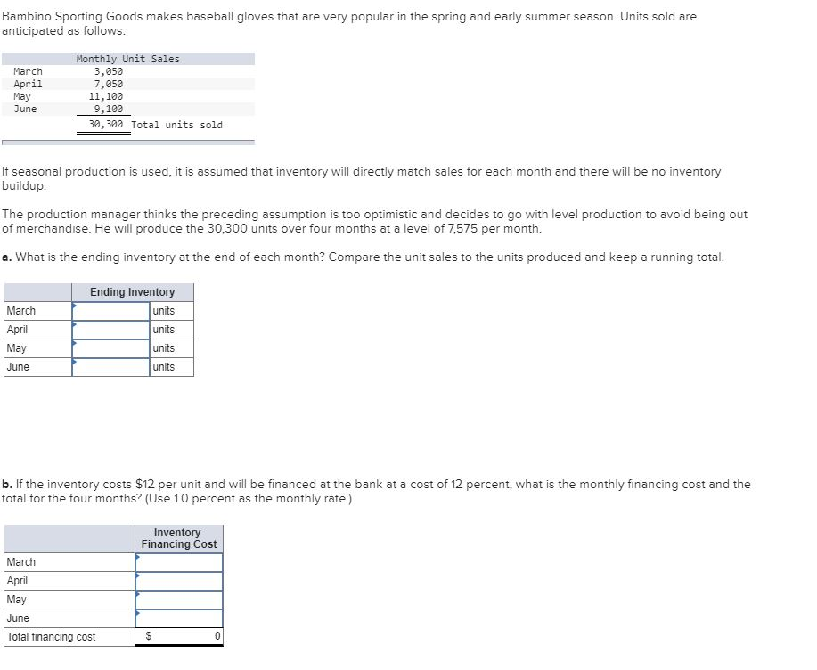 Solved Bambino Sporting Goods makes baseball gloves that are