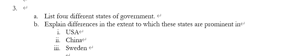 Solved 3. A. List Four Different States Of Government. B. | Chegg.com