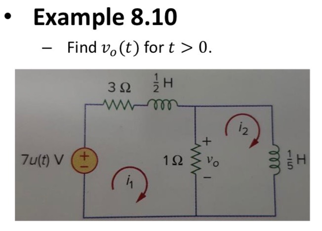 Example 8.10 - Find \( v_{o}(t) \) for \( t>0 \).