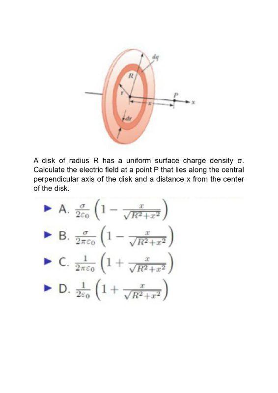 Solved A disk of radius R has a uniform surface charge | Chegg.com