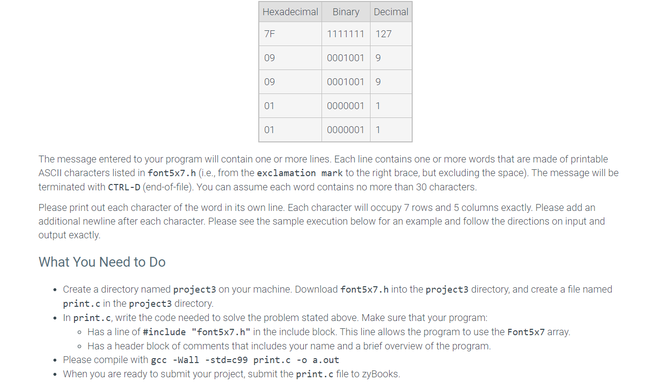 Overview In this project, you will write a C program | Chegg.com