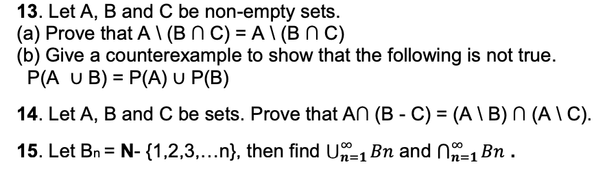 Solved 13. Let A, B And C Be Non-empty Sets. (a) Prove That | Chegg.com