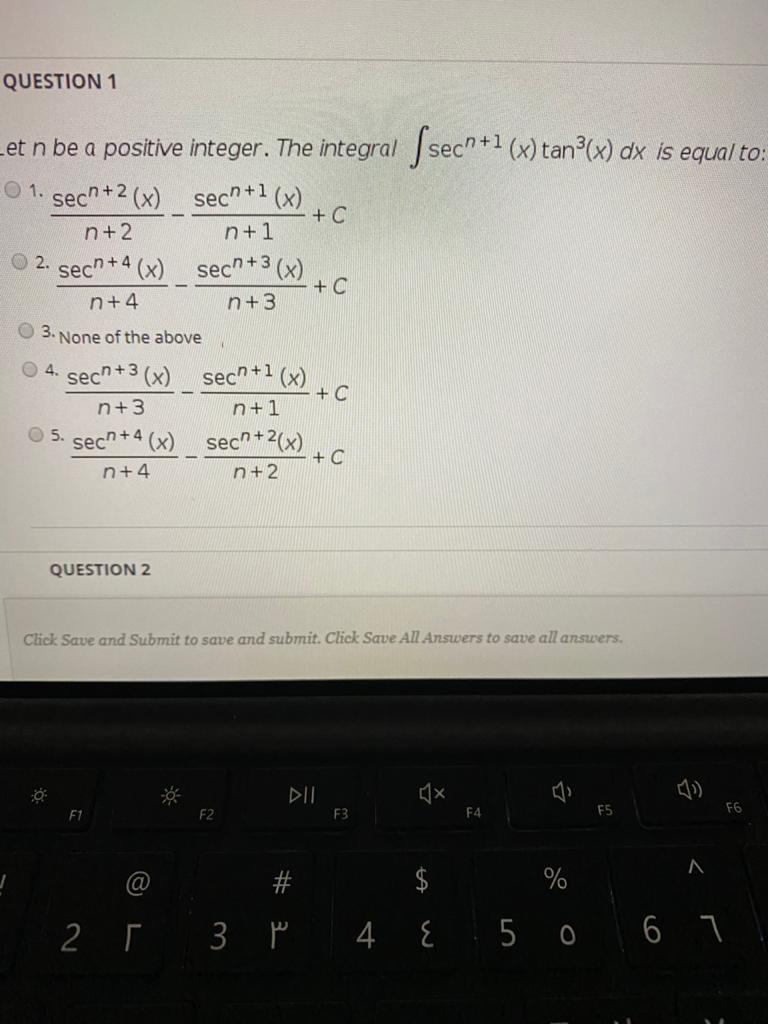 Solved QUESTION 1 Let n be a positive integer. The integral | Chegg.com