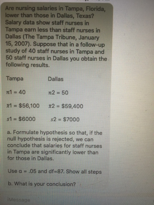 Solved Are nursing salaries in Tampa, Florida, lower than