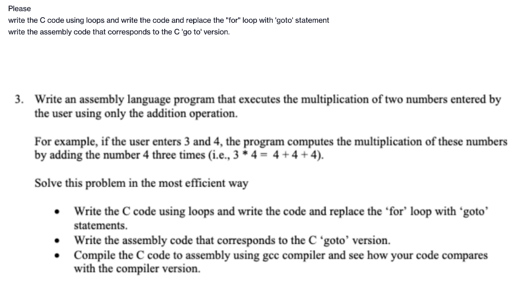 Solved Please Write The C Code Using Loops And Write The