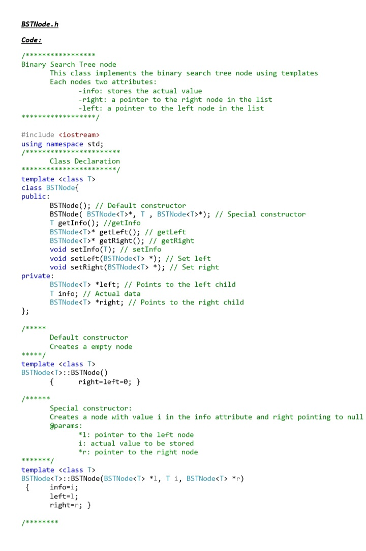 usingBSTree.cpp Code: /***************** Binary | Chegg.com