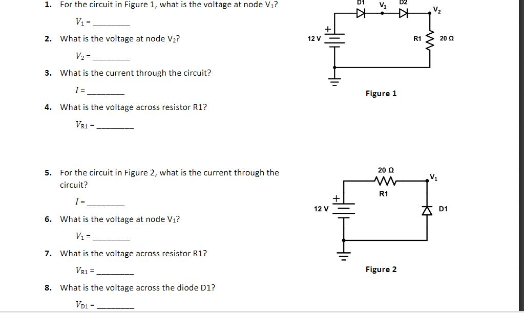 Solved 1. For the circuit in Figure 1, what is the voltage | Chegg.com