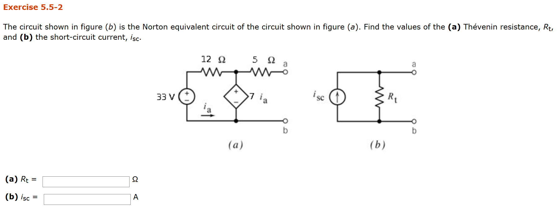 Solved Exercise 5.5-2 The Circuit Shown In Figure (b) Is The | Chegg.com