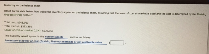 inventory at the end is shown in the balance sheet