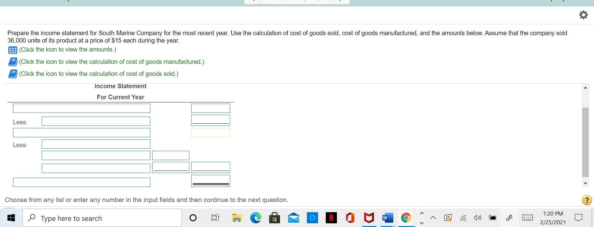 Solved Prepare the income statement for South Marine Company | Chegg.com