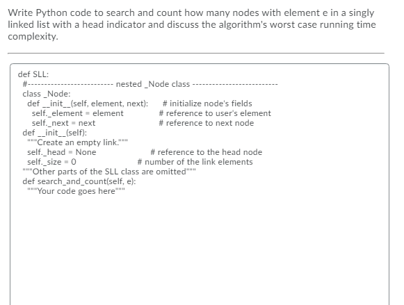 Solved Write Python code to search and count how many nodes | Chegg.com