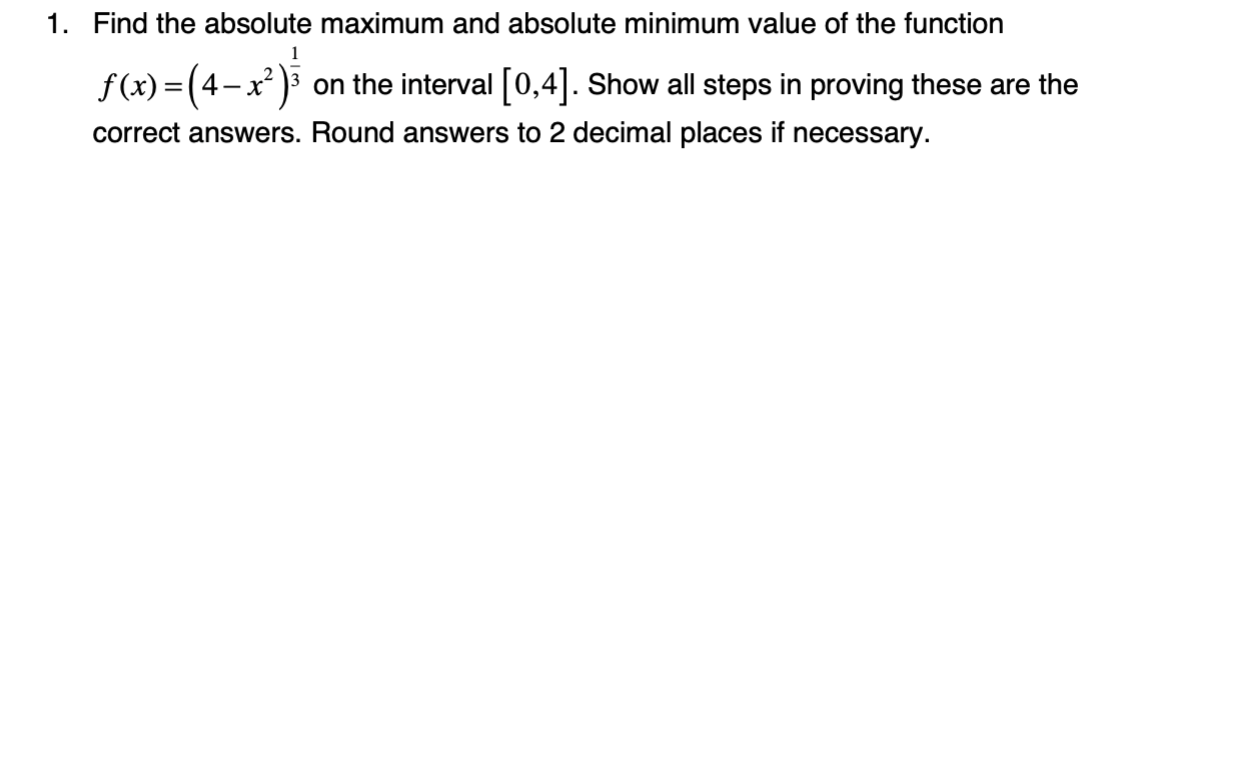 find the absolute maximum and minimum value of the function