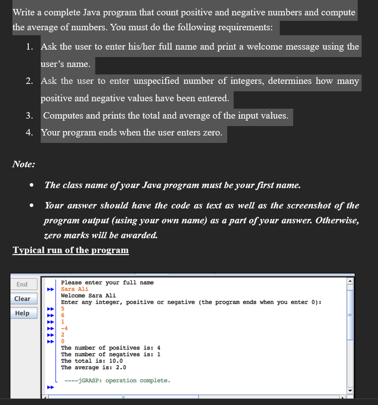 Solved Write A Complete Java Program That Count Positive And | Chegg.com