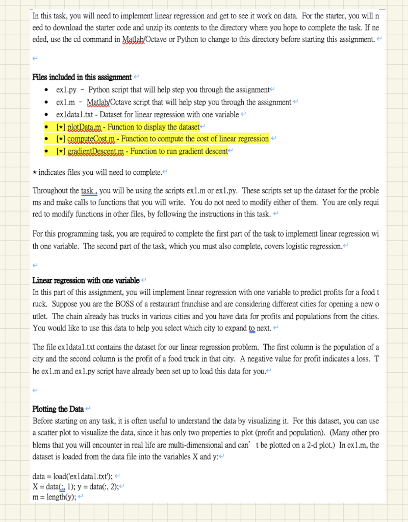 Solved In this task, you will need to implement linear | Chegg.com