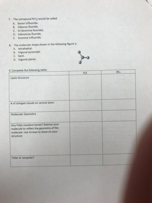 Solved The compound BrF3 would be called A. boron